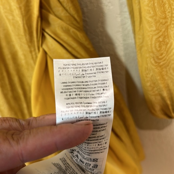 GUESS NWT Hanna Asymmetrical wrap Dress Golden Chartreuse size M - Picture 9 of 10